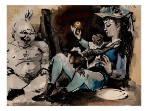 Pablo Picasso, Woman with Monkey, Lithograph, 1954