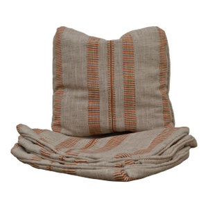 Custom Grotto Stripe Terracotta Pillow Covers With Turkish Corners - 2 Pair