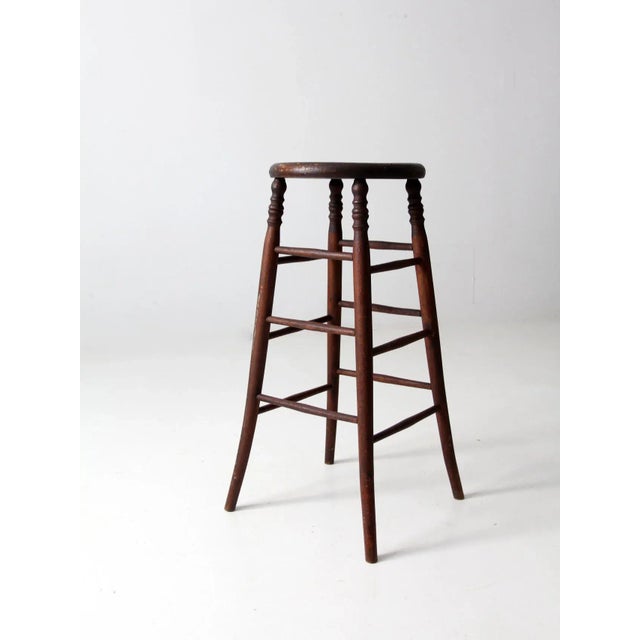 Antique Wooden Stool For Sale - Image 4 of 12