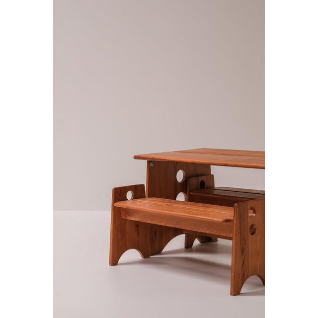 Pine Dining Set from Dyrlund, Denmark, 1970s, Set of 3 For Sale - Image 6 of 11