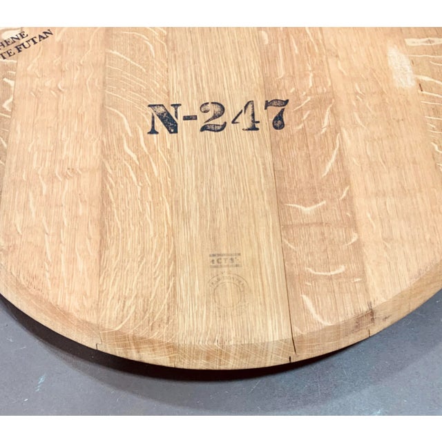 Unique French Style Reclaimed Wood Wine Barrel Lazy Susan, showroom floor sample