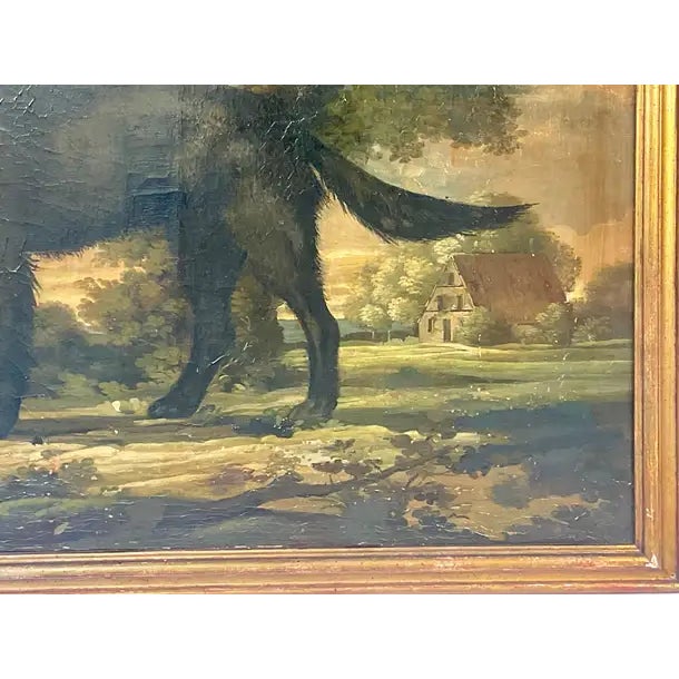 Black Labrador Retriever Painting, Oil on Canvas in Giltwood Frame For Sale In Tampa - Image 6 of 11