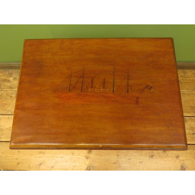 Trinity House Style Worktable with Inlaid Ship by H. Larsen, 1911 For Sale - Image 9 of 18
