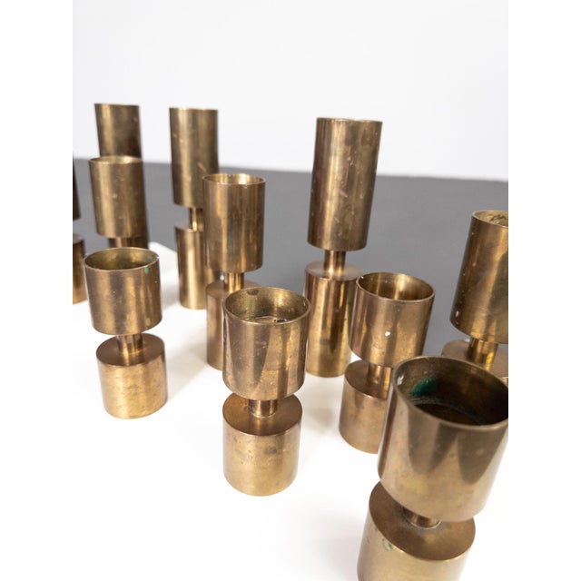 Metal Swedish Candlesticks, 1976, Set of 12 For Sale - Image 7 of 11