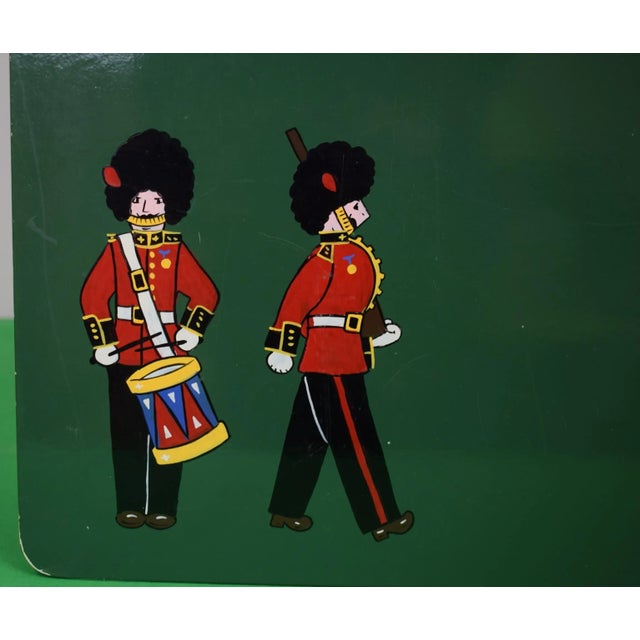 "British Racing Green Children's Games Table W/ Hand Painted King's Guards" Provenance: The Susie Hilfiger Collection For Sale - Image 4 of 9
