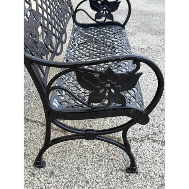 Mid 20th Century Contemporary Art Nouveau Style Cast Aluminum Garden Patio Garden Bench Loveseat For Sale - Image 12 of 15