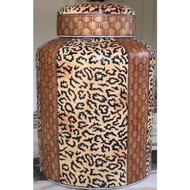Ceramic Vintage Leopard Print Ginger Jar For Sale - Image 7 of 11