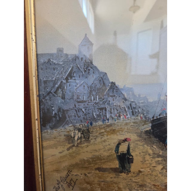 Antique 1917 Thomas J. Caparn (B..1834-1939) Watercolor on Paper Harbor Scene Painting For Sale - Image 4 of 9