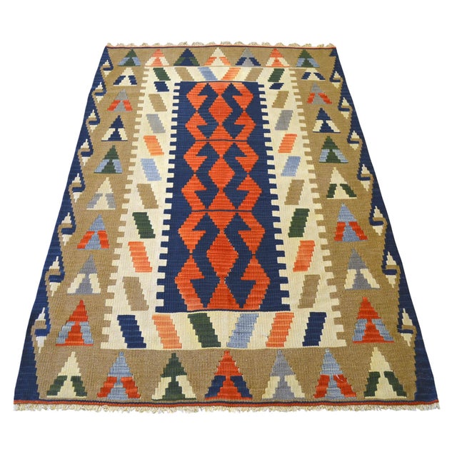 1980s 1980s Handmade Rug, Flatweave Kilim Area Rug -3′9″ × 6′ For Sale - Image 5 of 10