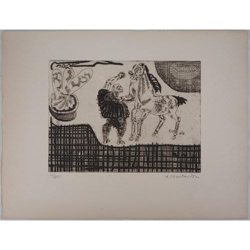 Aimé Montandon Death harnessing its Horse Original etching on Arches Vellum Hand signed bottom right Numbered out of 75...