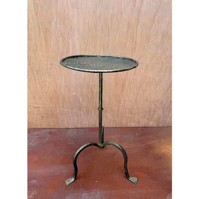 Metal Spanish Hand-Forged Iron Drinks Table With Dark Gold Patina For Sale - Image 7 of 14