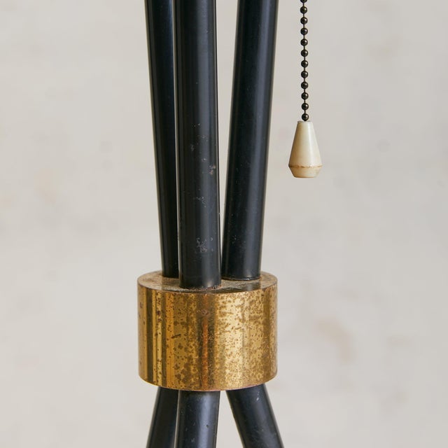 1950s 1950s Italian Tripod Floor Lamp with White Lacquered Shade For Sale - Image 5 of 9