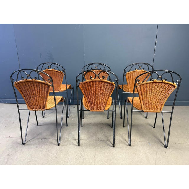 Wicker Chairs from Frederick Weinberg, 1960s, Set of 6 For Sale - Image 4 of 10