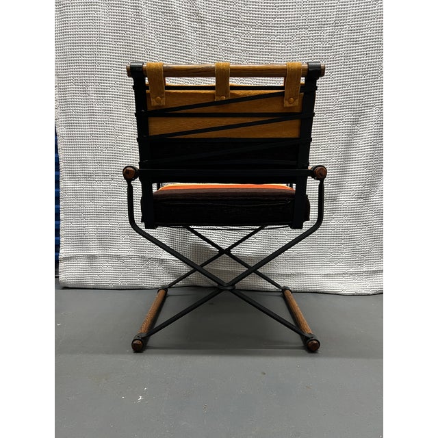 Mid-Century Modern 1950s Iron and Wood Upholstered Chair Attributed to Cleo Baldon For Sale - Image 3 of 4
