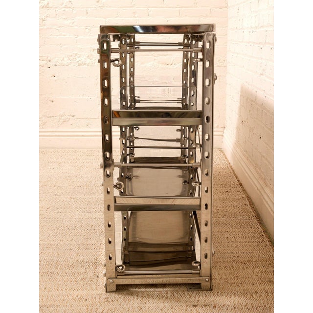 Late 20th Century Chrome & Mirrored Glass Étagère Console With X-Brace Detail For Sale - Image 4 of 12
