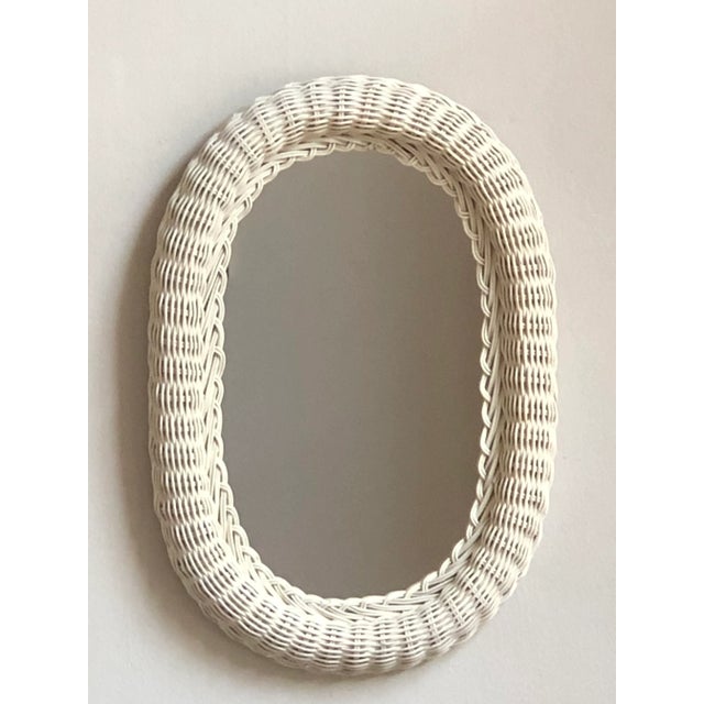 Vintage Wicker Wall Mirror in Crème For Sale - Image 11 of 13