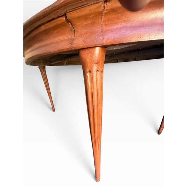Vintage Mid-Century Modern Refinished Oval Extension Dining Table With Two Leaves For Sale In Buffalo - Image 6 of 10