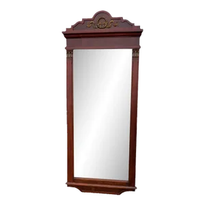 Ornate 1930s Neoclassical Burled Walnut Wall Mirror