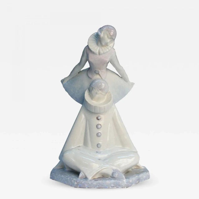 1930s 1930s Art Deco Pierre Le Faguays Pierrot and Pierette Porcelain Figure For Sale - Image 5 of 5