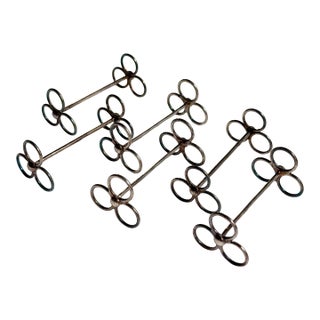 Early 20th Century Art Deco Silver Plate Trefoil Knife Rests - Set of 6 For Sale