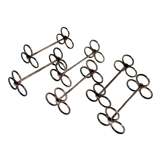 Early 20th Century Art Deco Silver Plate Trefoil Knife Rests - Set of 6 For Sale