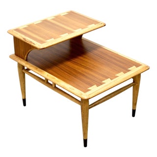 Lane “Acclaim” Walnut & Ash Side Table / Step Table For Sale