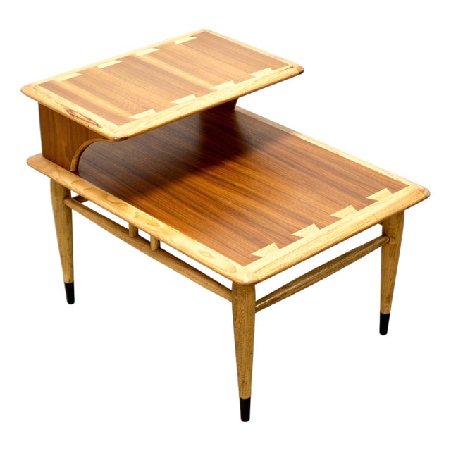 Lane “Acclaim” Walnut & Ash Side Table / Step Table For Sale