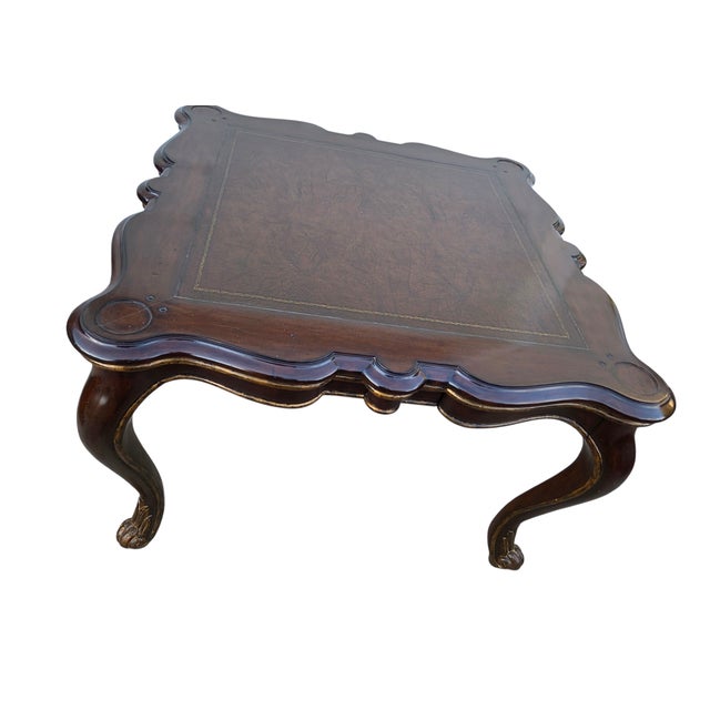 1990s 1990s Marge Carson Lether Top Game Card Table French Louis XV Style Rocco Desk For Sale - Image 5 of 18