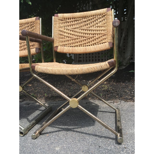 Vintage Brass & Rattan XForm Director Chairs 4 Chairish