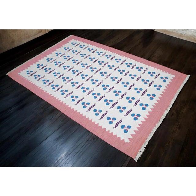 Turkish Silk Rug Kilim HandWoven Chintamani Motif Oushak Area Rug - 4′2″ × 6′4″ For Sale - Image 4 of 18