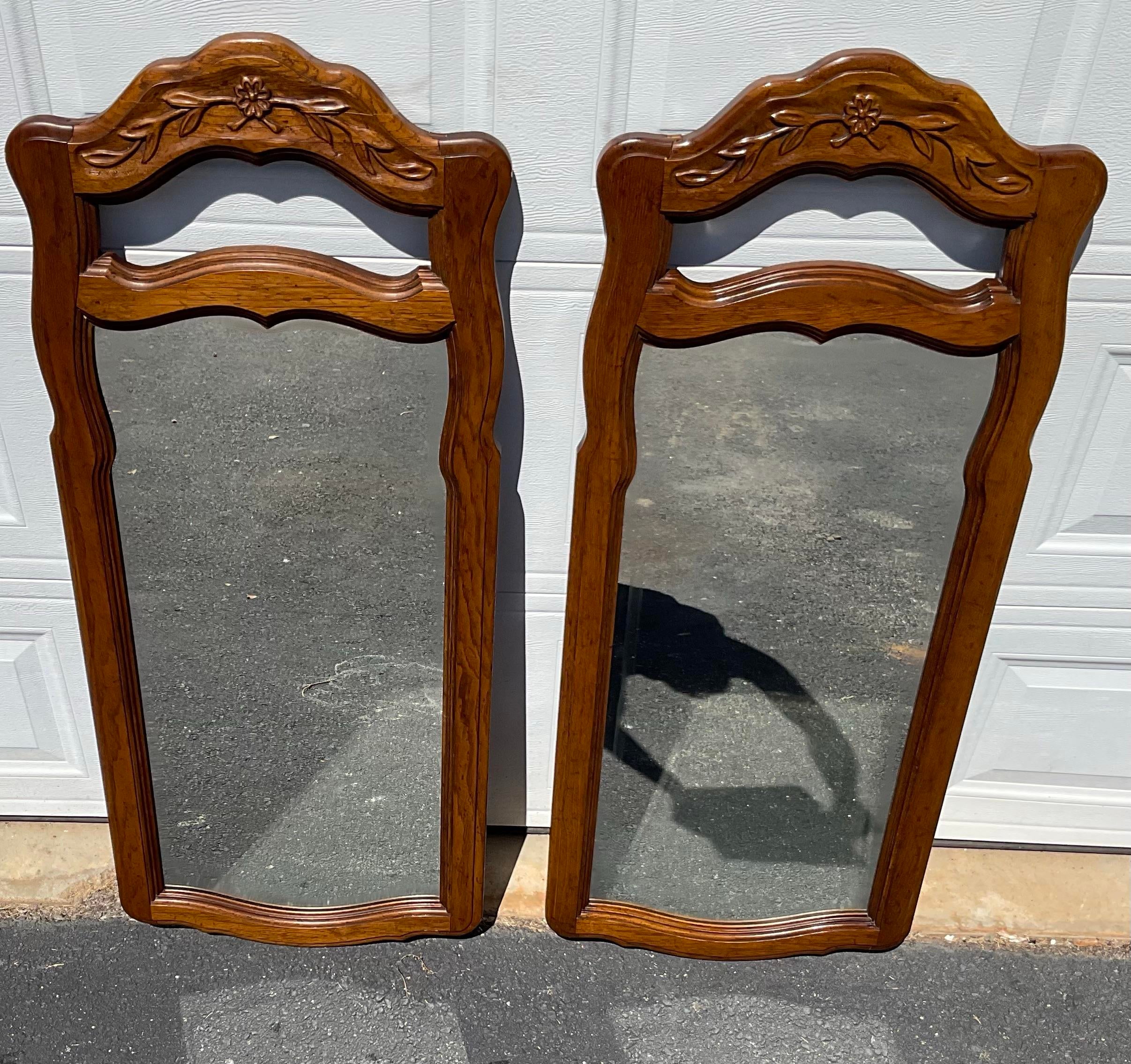 Pair of Vintage Drexel Heritage French Provincial Fruitwood Carved