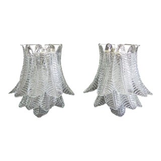 Pair of Murano Six-Tier Felci Wall Sconces - 10 Glasses For Sale