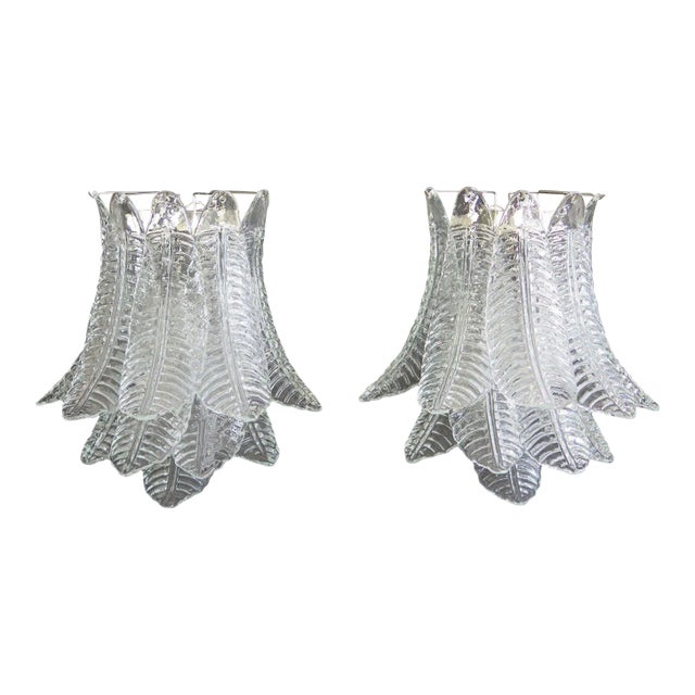 Pair of Murano Six-Tier Felci Wall Sconces - 10 Glasses For Sale