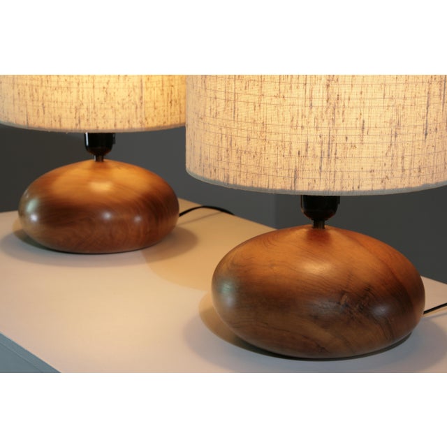 Galets Lamps in Walnut by Marc Pascal, 1970, Set of 2 For Sale - Image 4 of 14