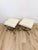 Pair of Swain Style Designer Metal and Beige Upholstered Footstools, High Point For Sale In Tampa - Image 6 of 10
