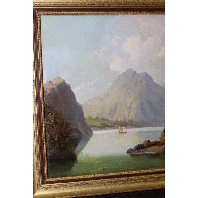 Mountain Landscape, 1800s, Oil on Canvas, Framed For Sale - Image 6 of 13