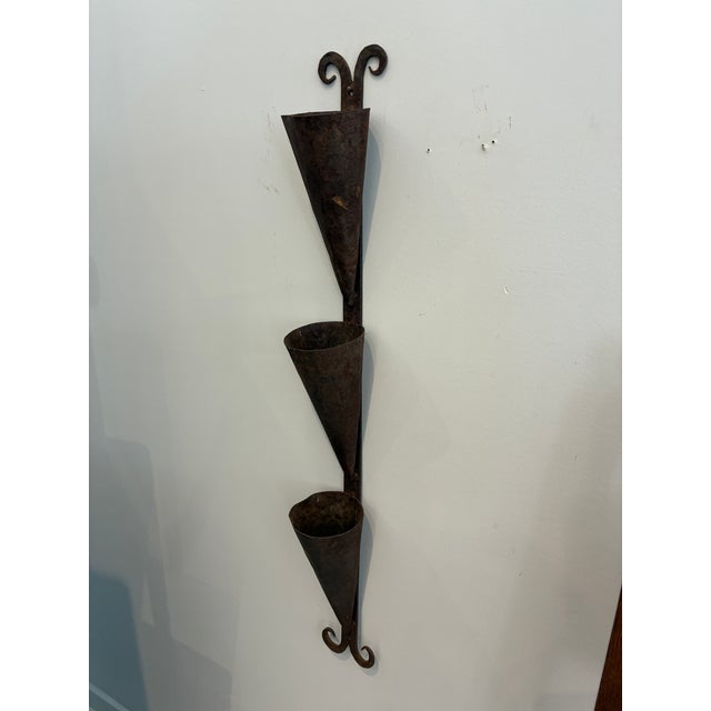 French Vintage Metal Wall Hung Decorative Plant Holder For Sale - Image 3 of 8