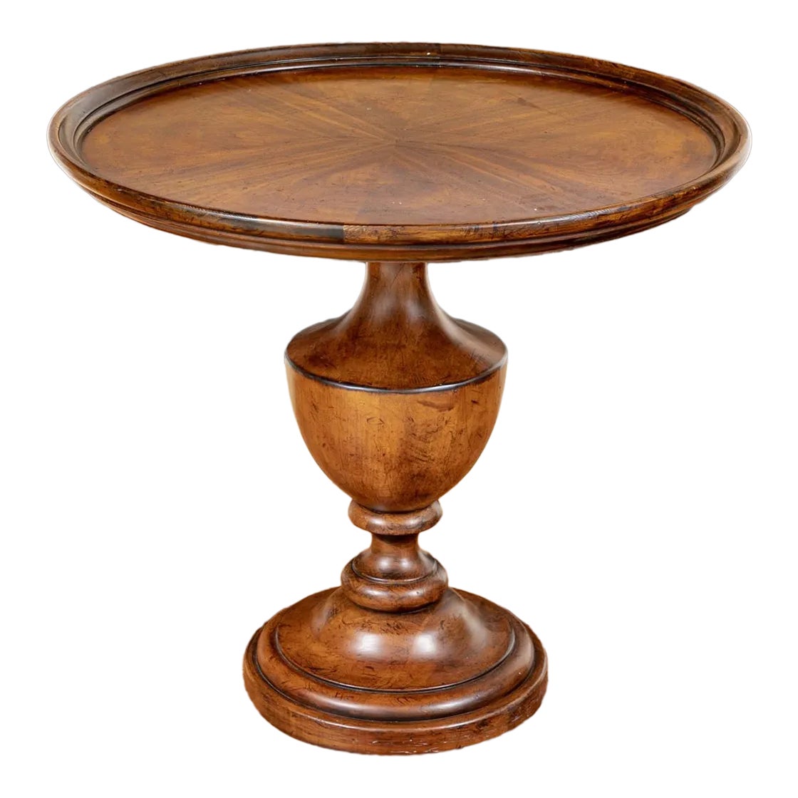 Late 20th Century Vintage Drexel Heritage Round Walnut Pedestal Accent