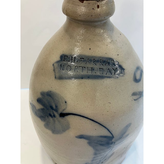 Dove Gray Antique American Stoneware Lamp For Sale - Image 8 of 8