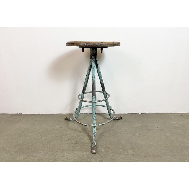 Industrial Green Workshop Stool, 1960s For Sale - Image 11 of 18