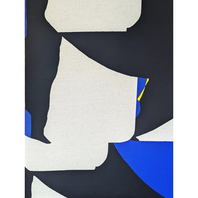 Textile Emmanuel Araujo "Bourges" Contemporary Blue, Yellow & Black Geometric Abstract Painting, 2018 For Sale - Image 7 of 10