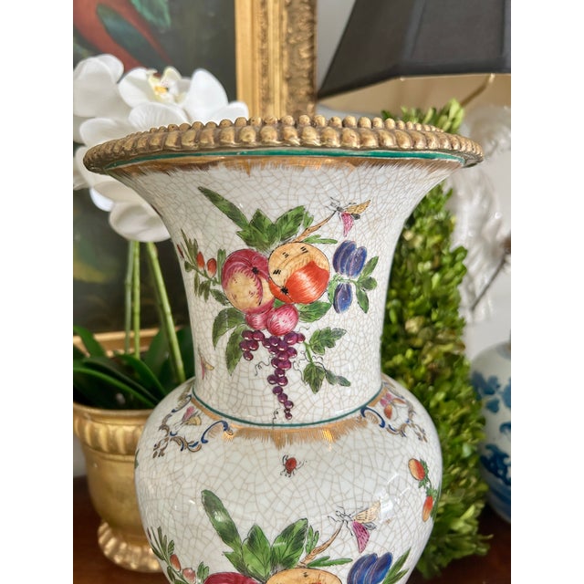 Chinoiserie Vintage United Wilson Porcelain Vase on Stand For Sale - Image 3 of 9