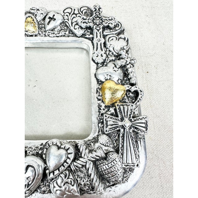 Shabby Chic Vintage Cross and Heart Picture Frame For Sale - Image 3 of 7