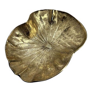 Vintage Solid Brass Lotus Decorative Bowl - Virginia Metalcrafters For Sale