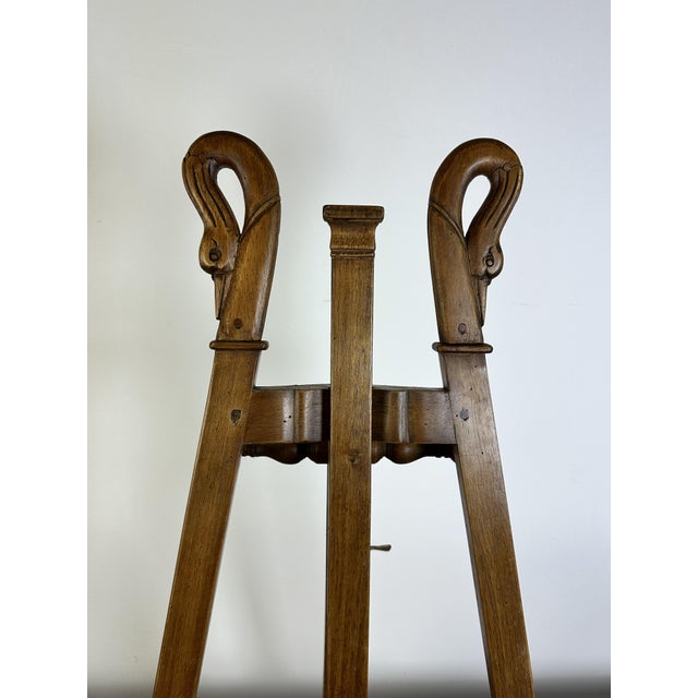 Walnut Easel with Swan Neck Decoration, 1970s For Sale - Image 9 of 15
