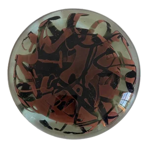 1990s Brown Abstract Glass Paperweight by Donald Jay Schneider