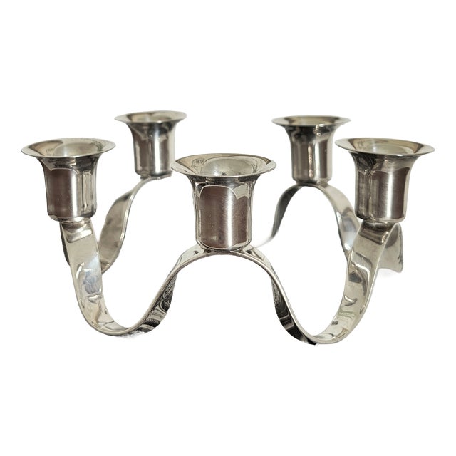 Antique Georgian Silver Plated Circular Waveform Candleholder by Charles Wright For Sale