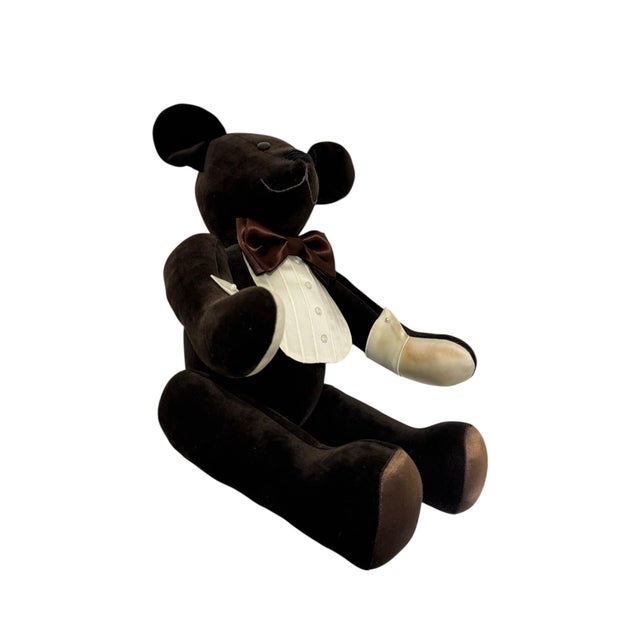 1985 Vintage Velvet Teddy Bear For Sale - Image 10 of 12