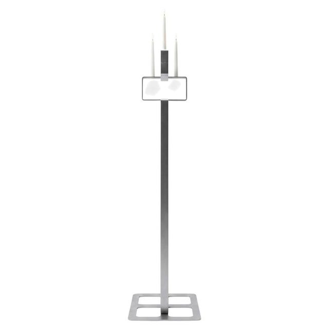 Silver Viewpoint Floor Candleholder in Stainless Steel by Metalmorphosis Studio For Sale - Image 8 of 8