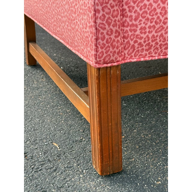 Pink Vintage Pink Leopard Upholstered Chippendale Wingback Chair For Sale - Image 8 of 8